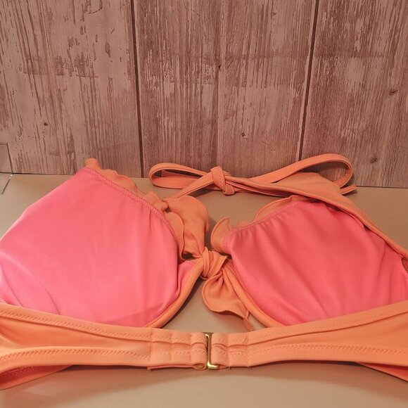 Victorias Secret Vintage 36D Orange Bikini Top With Gold Clasp Detail - Picture 2 of 6